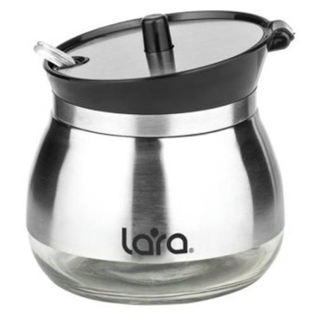 Сахарница Lara с ложкой 300мл черная крышка LR08-34