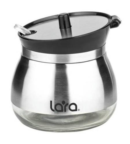 Сахарница Lara с ложкой 300мл черная крышка LR08-34