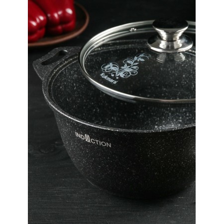 Кастрюля Marble Induction темный мрамор 4л
