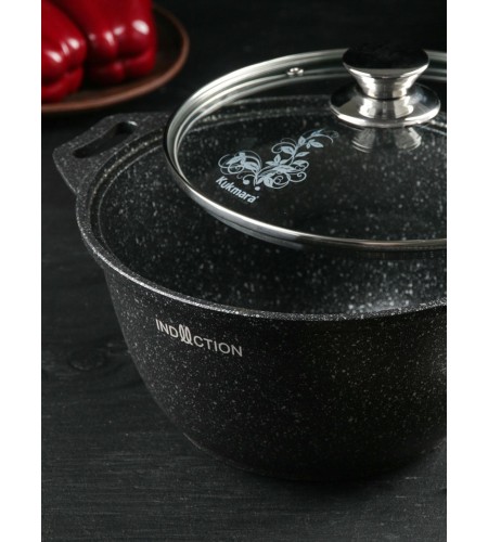 Кастрюля Marble Induction темный мрамор 4л