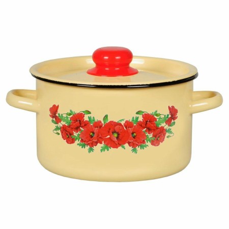 Кастрюля эмалированная цилиндрическая с рисунком 2,9л