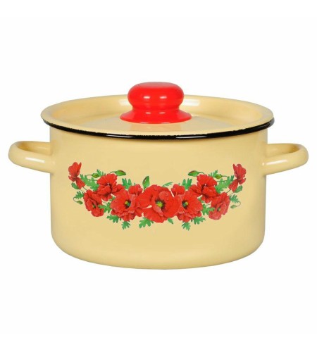 Кастрюля эмалированная цилиндрическая с рисунком 2,9л