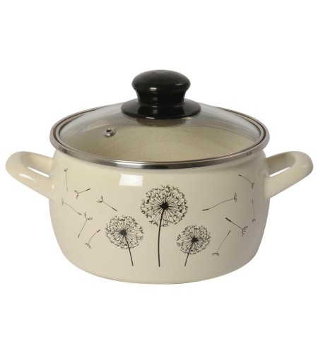 Кастрюля глубокая Metrot Одуванчик Эксклюзив 2,4л стеклянная крышка 340939