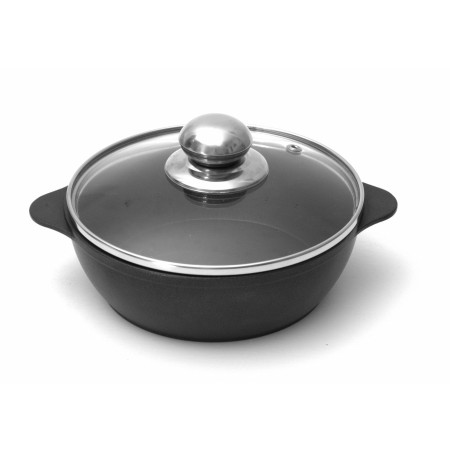 Сковорода Уля d160х55мм 2 литые ручки, стеклянная крышка с металлической ручкой