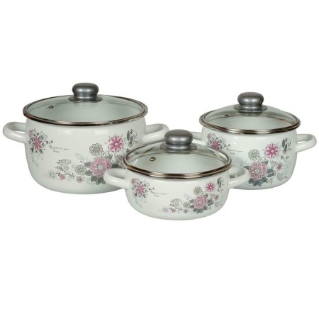 Набор кастрюль Весенний романс белоснежный 3шт.