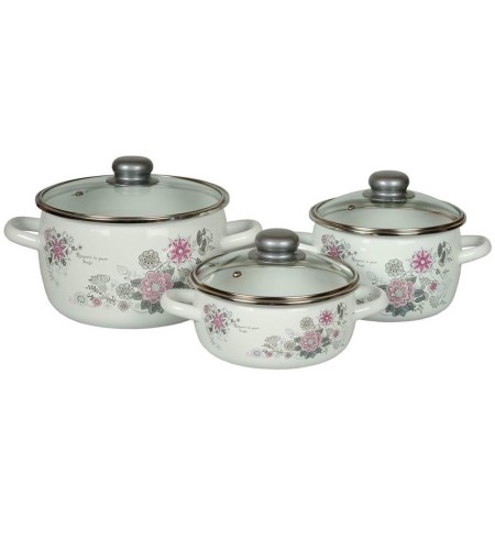 Набор кастрюль Весенний романс белоснежный 3шт.