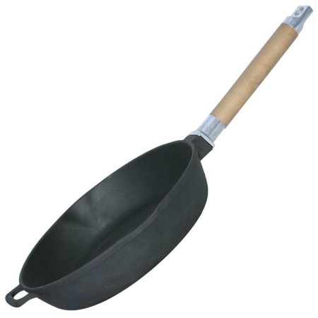 Сковорода чугунная со сливом Биол d280мм съемная ручка