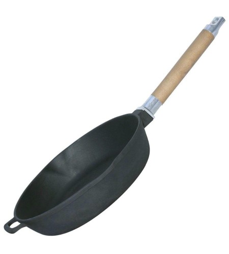 Сковорода чугунная со сливом Биол d280мм съемная ручка