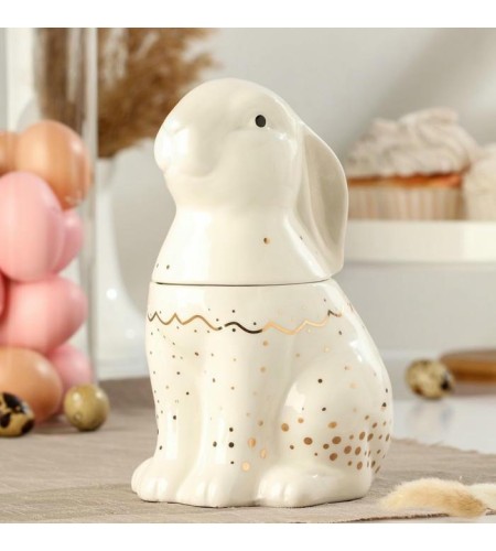 Конфетница Кролик с золотом с крышкой 13,5*11,5*20см 7261561