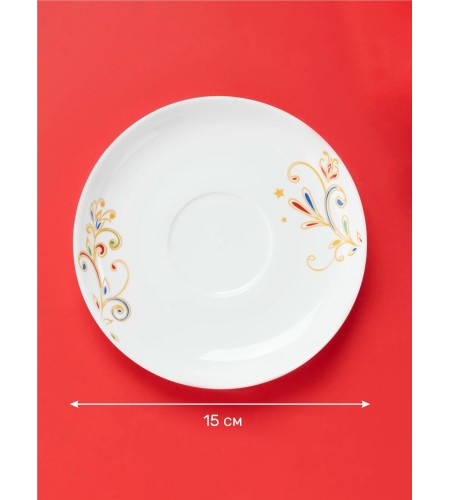 Чайная пара Доляна Сани Деда Мороза чашка 210мл, блюдце 15см 10338068