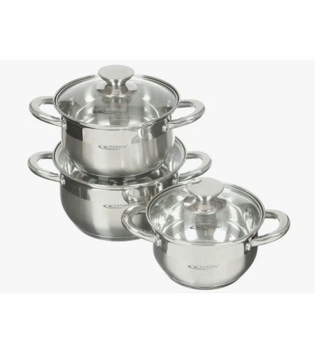 Набор кастрюль КАТУНЬ Диана 1,8л+2,5л+3,5лКТ01-А