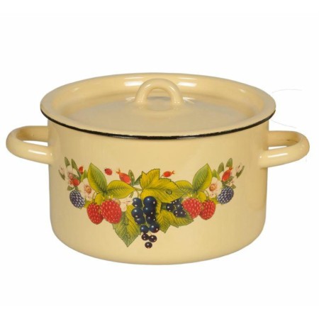 Кастрюля эмалированная цилиндрическая с рисунком 2,9л