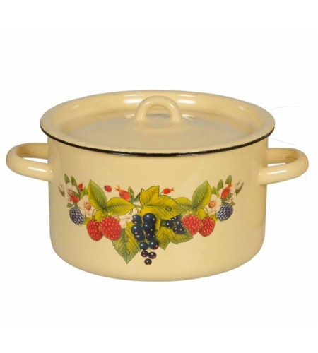 Кастрюля эмалированная цилиндрическая с рисунком 2,9л