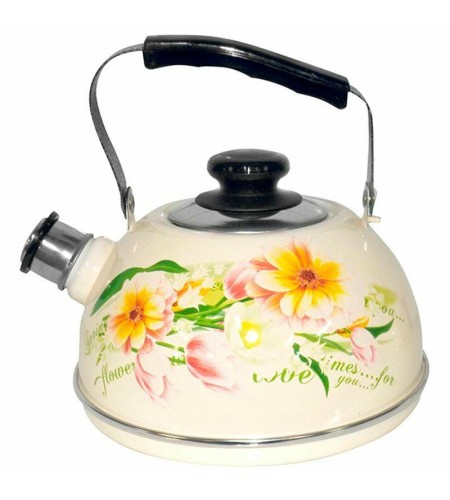 Чайник с подвижной ручкой с деколью слоновая кость 2,5л