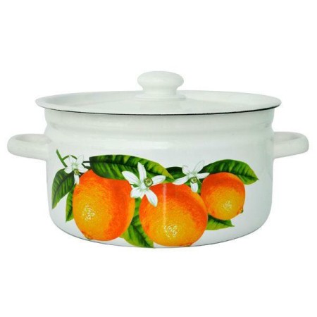 Кастрюля эмалированная цилиндрическая с рисунком 5,5л