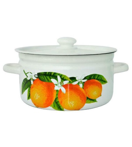 Кастрюля эмалированная цилиндрическая с рисунком 5,5л