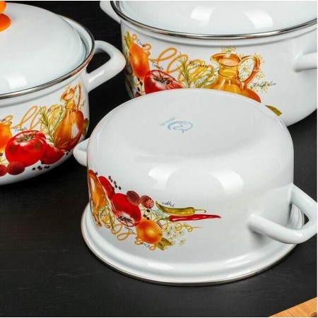 Набор кастрюль Сочная клубника 2л, 3л, 4,5л №129-4