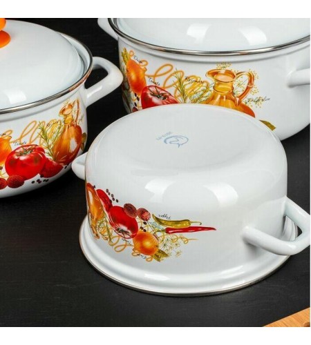 Набор кастрюль Сочная клубника 2л, 3л, 4,5л №129-4