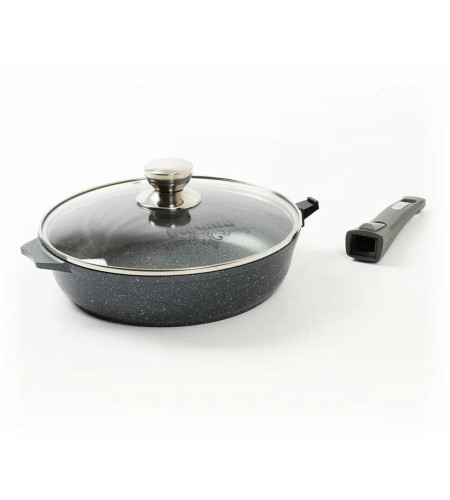 Сковорода Мечта Гранит d26см съемная ручка, стеклянная крышка С026701