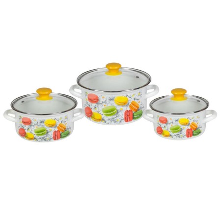 Набор эмалированных кастрюль Цветное печенье-1-ЭКСТРА