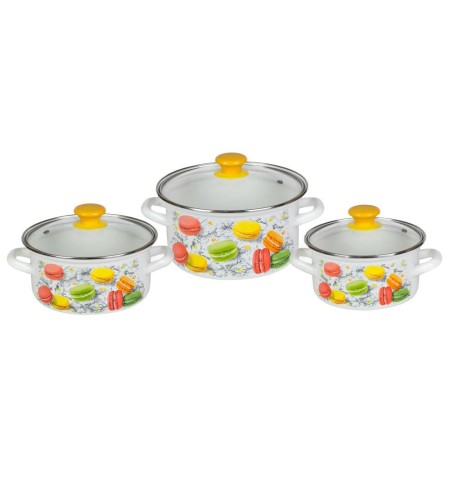Набор эмалированных кастрюль Цветное печенье-1-ЭКСТРА