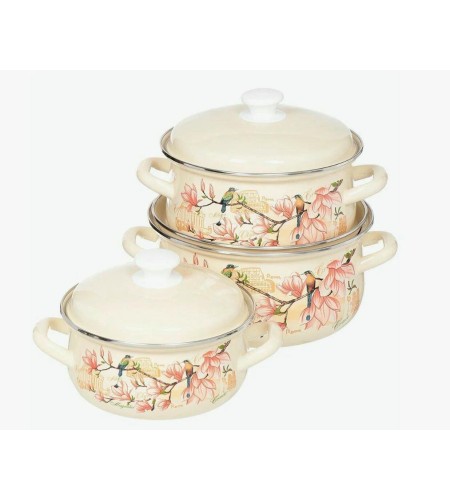 Набор кастрюль Круиз--1 цвета слоновой кости 3шт.