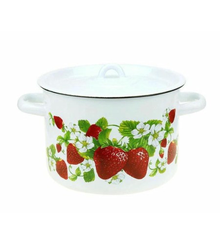 Кастрюля эмалированная цилиндрическая с рисунком 2,9л