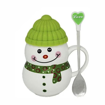 Кружка Снеговик с крышкой и ложкой 105-332