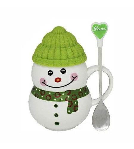 Кружка Снеговик с крышкой и ложкой 105-332