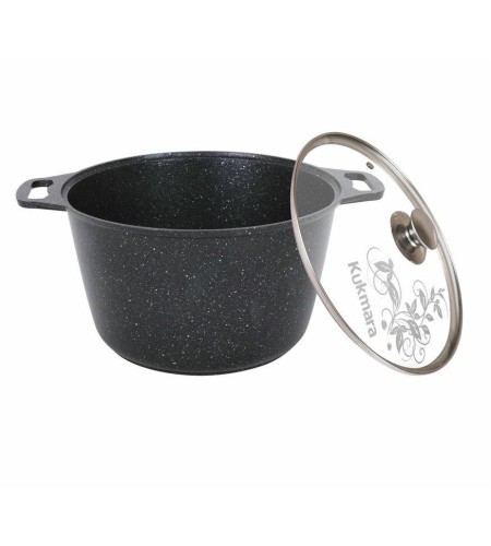 Кастрюля Kukmara Темный Мрамор 6л со стеклянной крышкой