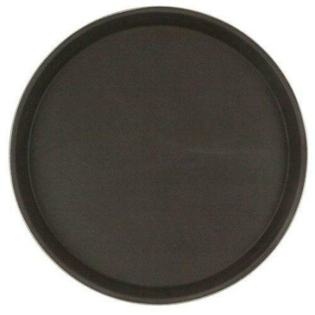 Поднос прорезиненный круглый 27см коричневый