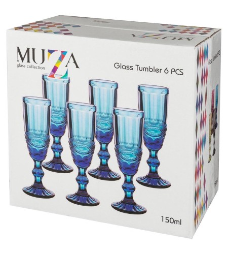Бокалы для шампанского Muza color Серпентина 150мл 20см 6шт. 781-101