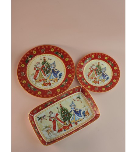 Блюдо Дед Мороз и снегурочка прямоугольное 30*19*4см 85-1725