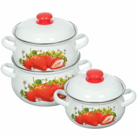 Набор кастрюль Сочная клубника 2л, 3л, 4,5л №129-4
