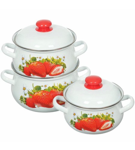 Набор кастрюль Сочная клубника 2л, 3л, 4,5л №129-4