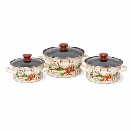 Набор кастрюль Травы Прованса-1 1,5л + 2,3л +3л слоновая кость