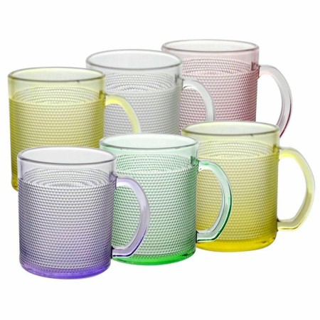 Набор кружек 200мл 6шт. из цветного стекла, фактурный рисунок HYW1443