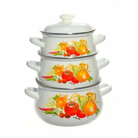 Набор кастрюль Сочная клубника 2л, 3л, 4,5л №129-4