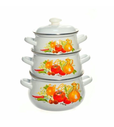 Набор кастрюль Сочная клубника 2л, 3л, 4,5л №129-4