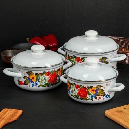 Набор кастрюль Татьяна №124-4 1,5л, 2л, 3л