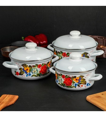 Набор кастрюль Татьяна №124-4 1,5л, 2л, 3л