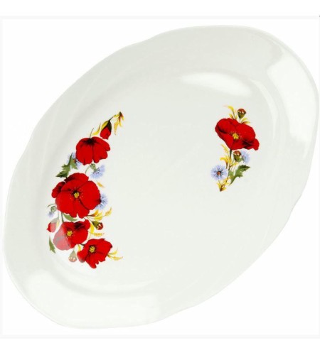Блюдо овальное Идиллия деколь Маки красные 330мм