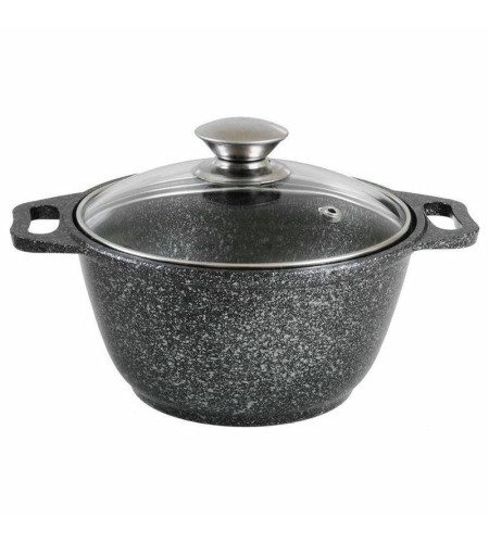 Кастрюля Kukmara Темный Мрамор 4л со стеклянной крышкой