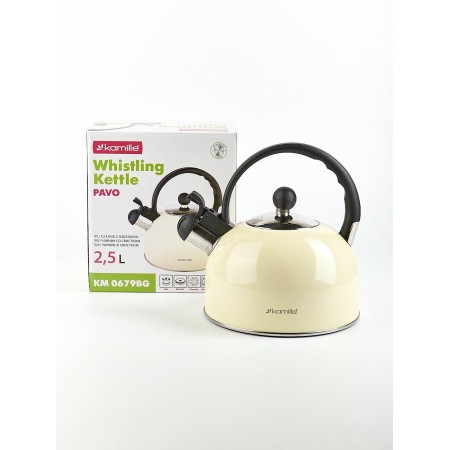 Чайник 2,5л Kamille со свистком бежевый 0679BG