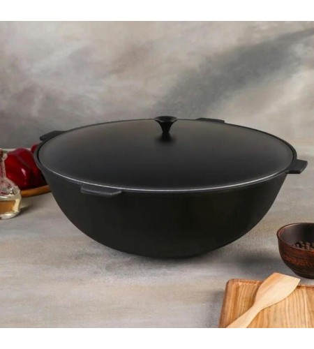 Казан литой чугунный Камская посуда 12л алюминиевая крышка