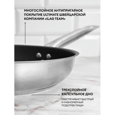 Сковорода классическая Luxstahl 200/50мм антипригарное покрытие, индукция