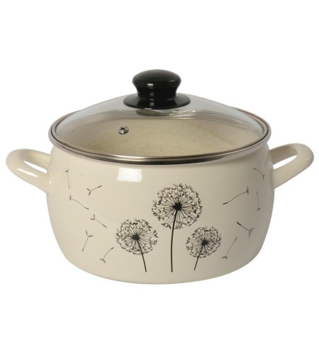 Кастрюля глубокая Metrot Одуванчик Эксклюзив 5,7л стеклянная крышка 340952