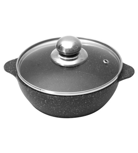 Сковорода Уля d160х55мм 2 литые ручки, стеклянная крышка с металлической ручкой