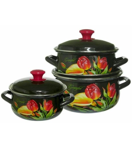 Набор сферических кастрюль Грациозный-11,5л+2л+3л коричневый