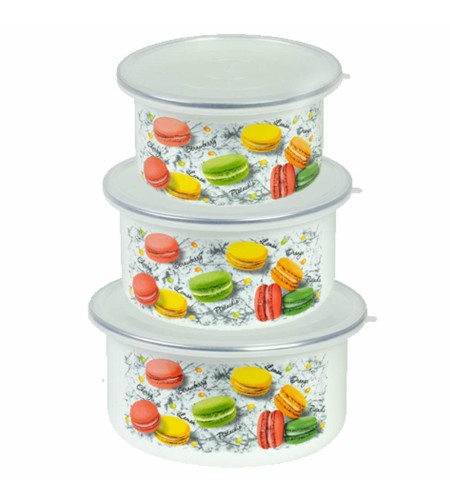 Набор салатников 1л+1,9л+2,5л Керченская эмаль Цветное печенье